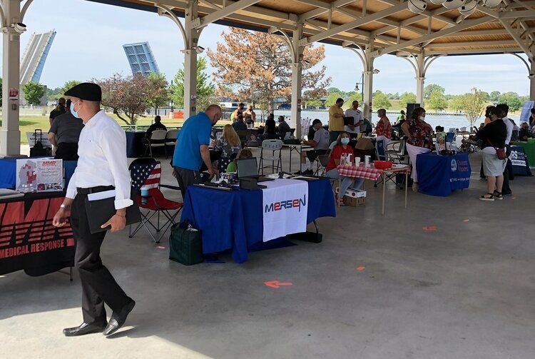Bay Future Inc. supported a series of outdoor job fairs held during the summer of 2020. One fair took place in Bay City’s Wenonah Park.