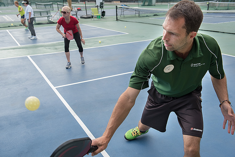 Daniel Howard playing Pickle Ball at he MAC - Photo Dave Trumpie