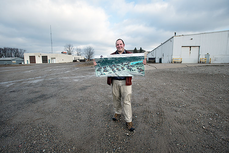 Brent Forsberg at the site of his future Okemos project - Photo Dave Trumpie