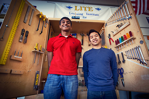 L to R Sharath Anand and Albert Foo at Skyline High School