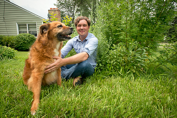Jesse Tack with his dog Chomsky