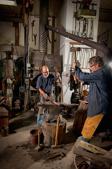 Scott Lankton and Jim Roth at Scott's blacksmith studio