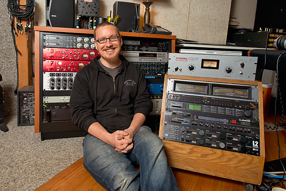 Eric Wojahn in the control room of Solid Sound