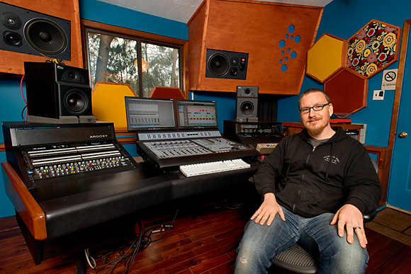 Eric Wojahn in the mixing room at Solid Sound