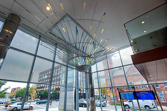 "Radius" sculpture public art at the Ann Arbor Justice Center