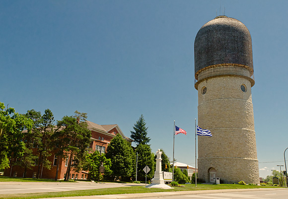The Ypsilanti Water Tower at the eastern end of the Washtenaw Avenue corridor