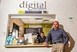 L to R Ryan Dixon and Jack Bidlack at the Digital Inclusion store at EMU