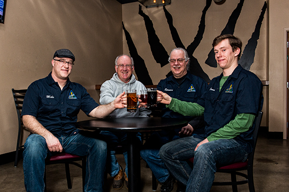 L to R Mike Eriksen, Jeff Renner, Spencer Thomas and James Powers of the Ann Arbor Brewers Guild at Wolverine State Brewing Co 