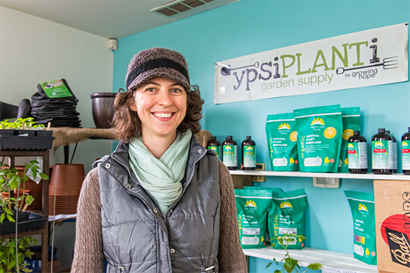Amanda Edmonds at Growing Hope's Ypsiplanti shop in downtown Ypsilanti