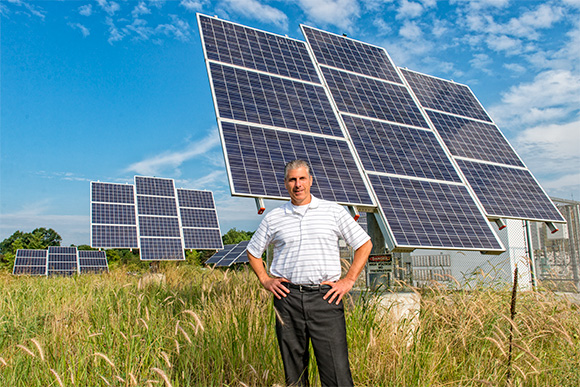 Andrew Berki at one of North Campus' Solar Power locations
