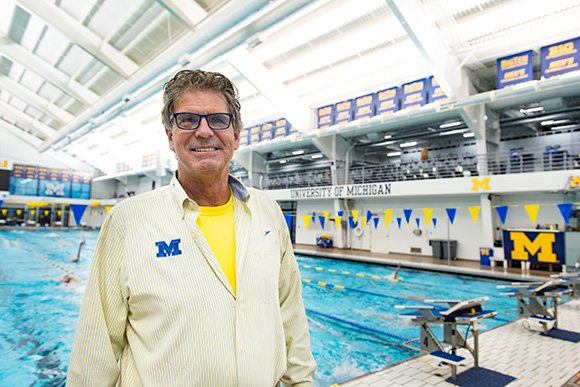 U of M head swim coach Mike Bottom at Canham Natatorium