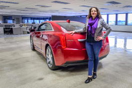 Annalisa Esposito Bluhm with a Cadillac ELR Engineering Mule for Maven car sharing technology