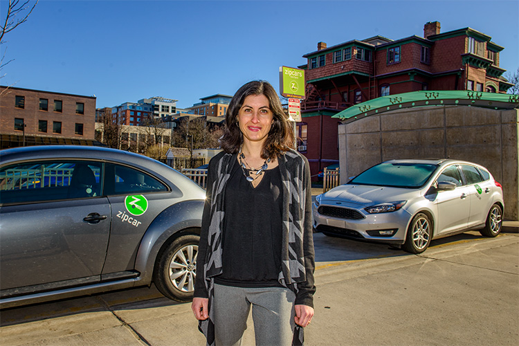Nancy Shore with some Zipcar's at the Library Lot