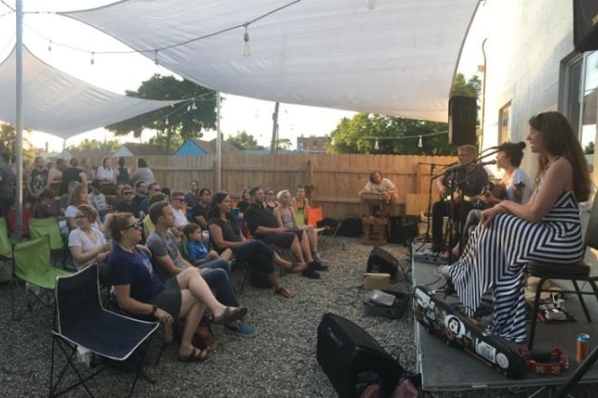 A concert in Cultivate's beer garden.