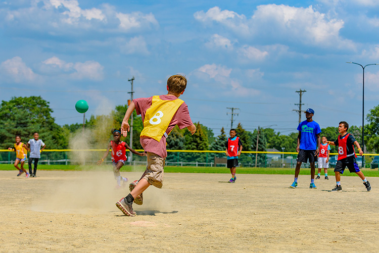 The Summer Playground Program kickball challenge