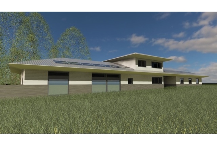 Rendering of the passive home's southern exterior.