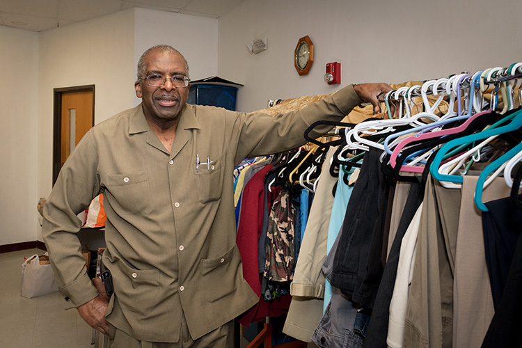 Pastor Jerry Hatter at Brown AME's clothes closet
