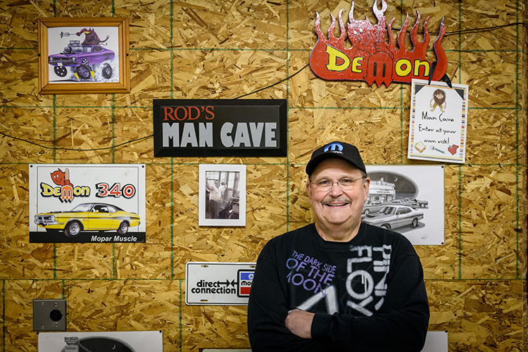 Ann Arbor Monster Record Show owner and organizer Rod Branham in his Chelsea man cave