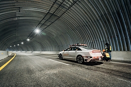 A Visteon car in a tunnel on the American Center for Mobility facility.