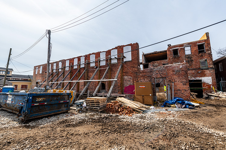 Construction at the Thompson Block redevelopment on April 2, 2018