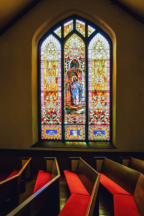 Stained glass at  First Congregational United Church of Christ