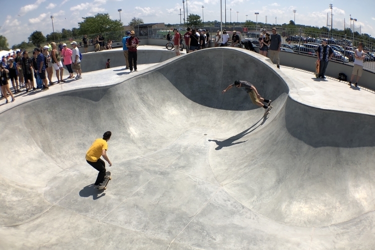 The opening of a recent Tony Hawk Foundation-funded skatepark in Amherst, N.Y.