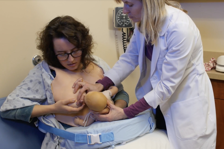Teaching latching with the Lactation Simulation Model.