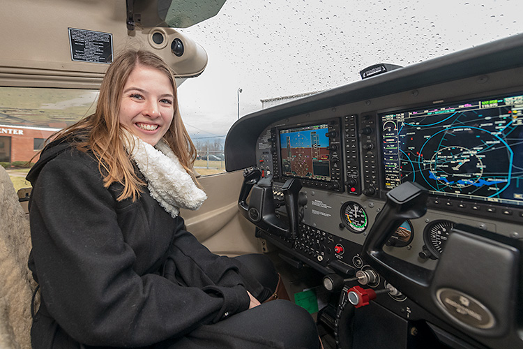 EMU freshman aviation technology student Ann Buchel
