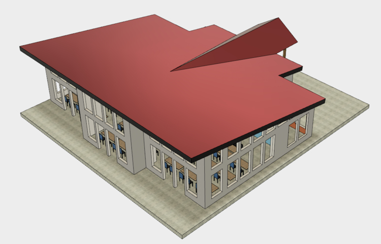 An artistic rendering of the folk school's multipurpose building.