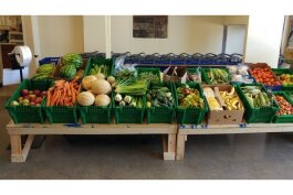 A new produce display at Active Faith's food pantry in South Lyon, funded by a county grant.