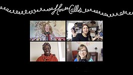 Clockwise from lower right, Juliet Hinely, Angela Abiodun, and Amanda Krugliak interview Grand Rapids-based artist Mandy Cano Villalobos for an episode of "House Calls."
