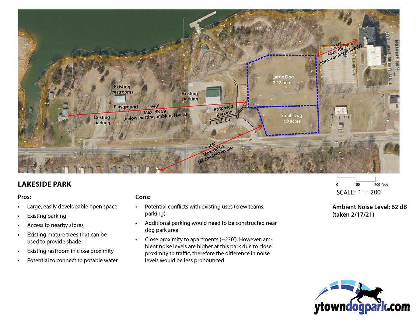 A map of the proposed dog park at Lakeside Park.