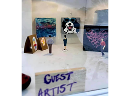 Creator Shawn Bungo created a "micro-gallery" on top of his Take Art Leave Art box to showcase contributors' work.