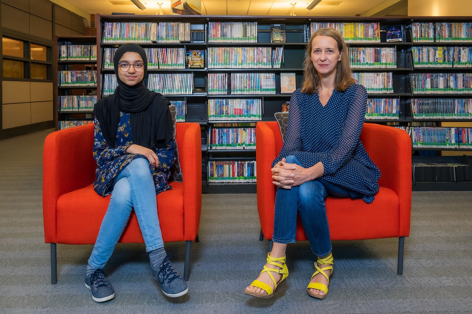 Ayesha Nadeem and Jodi Krahnke at the Ypsilanti District Library Whittaker Road branch.