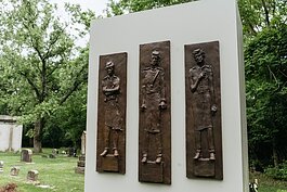 The new monument in Highland Cemetery honoring Black Civil War veterans who are buried in the cemetery.