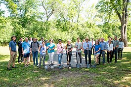 The Washtenaw County Parks and Recreation Commission, the Huron-Clinton Metropark Authority, and the Huron Waterloo Pathways Initiative officially broke ground on a new segment of the B2B Trail at Delhi Metropark on July 14. 