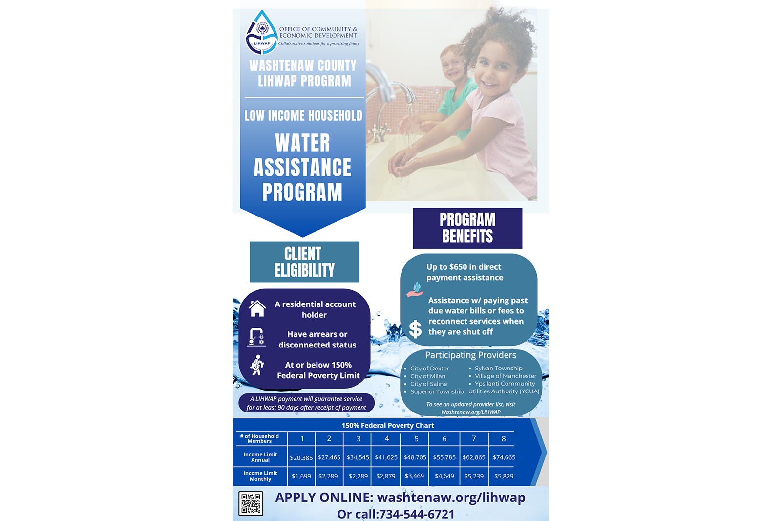 A flyer for Washtenaw County's new Low Income Household Water Assistance Program.