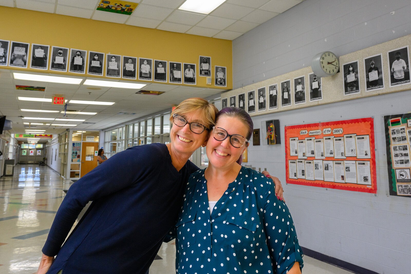 Teacher Kim Atkins and counselor Rebekah Ward at Lincoln Middle School.
