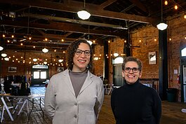 UMS' Cayenne Harris and Sara Billman at the Ypsilanti Freighthouse.