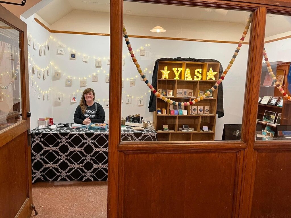 Owner Megan Foldenauer at a pop-up version of the forthcoming Ypsilanti Art Supply and Atelier.
