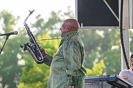 Gerald Albright performing at the John E. Lawrence Summer Jazz series.