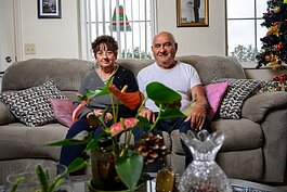 Maria Munteanu and her husband Vasile Munteanu in their apartment at Hilltop View Apartments.