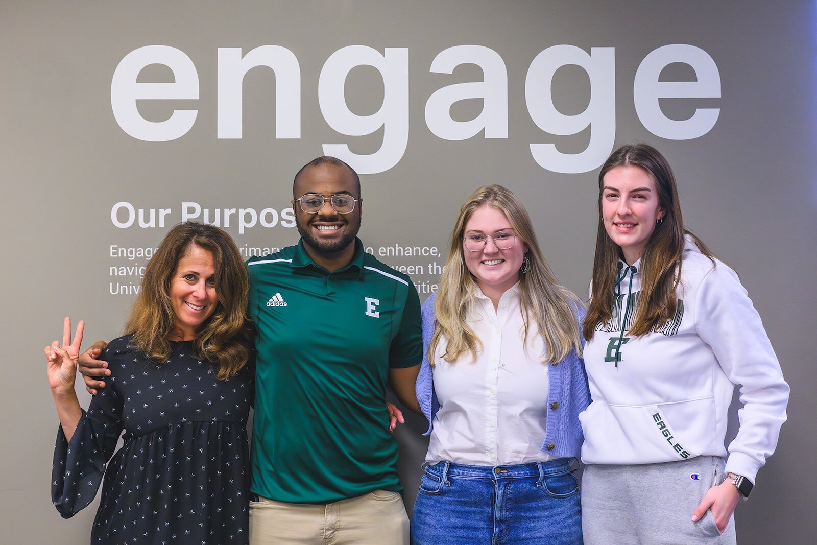 Decky Alexander, Lamarr Mitchell, Maggie Whittemore, and Meagan Raupp at the Engage @ EMU offices.