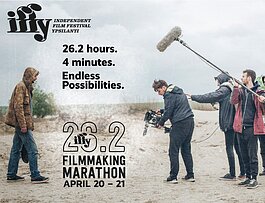 A promotional image for the 26.2 Filmmaking Marathon.