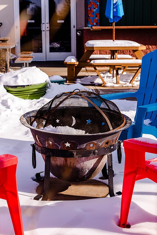 Hunter’s Ale House is one of many restaurants in Mt. Pleasant making outdoor dining possible during the winter, providing fire pits to keep outdoor diners warm and comfortable during their visit.  