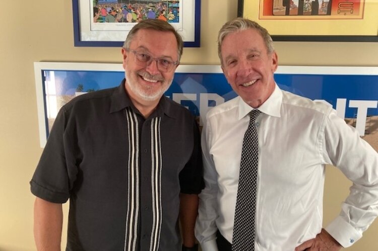 Vice president of Travel Michigan Dave Lorenz and voice of Pure Michigan Tim Allen.