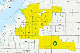 The map shows the neighborhoods that qualify for the Fair Housing grants.