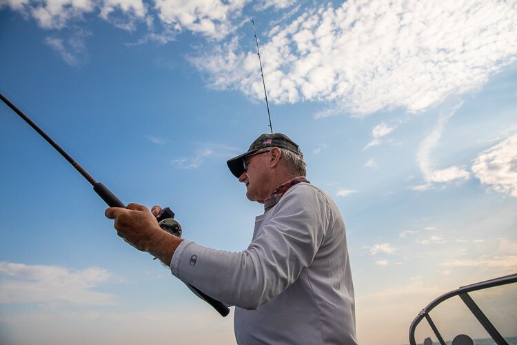 Don Murray fishing on Lake St. Clair,