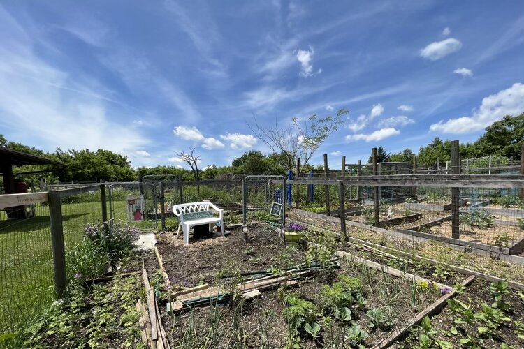 A gardener’s plot at the Environmental Interpretive Center’s community organic garden.