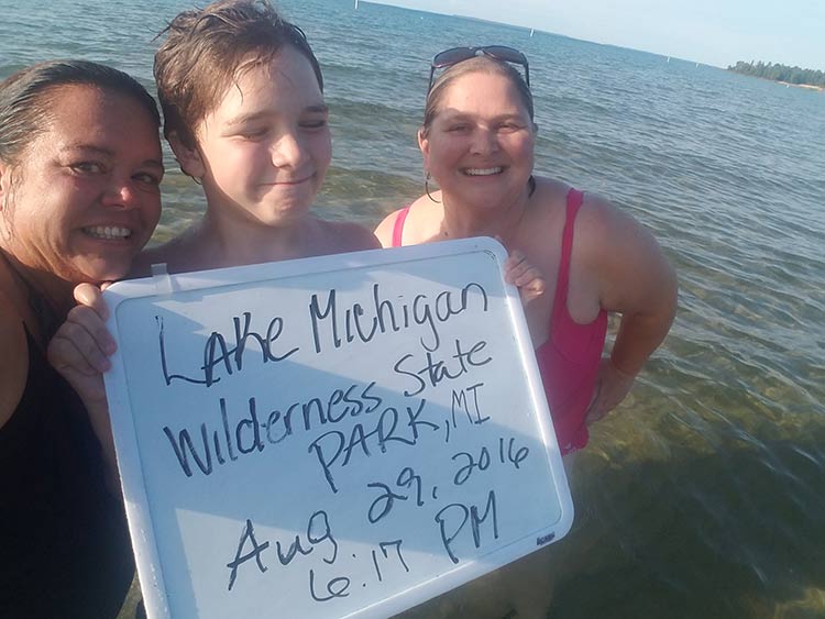 Selfie at Lake Michigan: Michele Arquette-Palermo and son Dominic Palermo